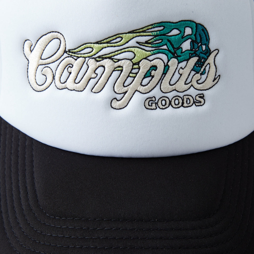 Road Trip Trucker Snapback Hat (Black/White)